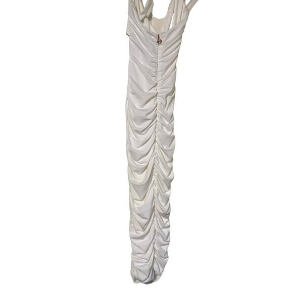 Nookie Riley Ring Midi Dress Ivory Sleeveless Lined Zip Back Ruched NWT Small - Picture 10 of 16